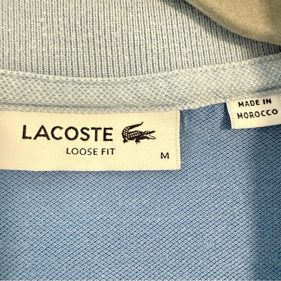 Lacoste Spread Collar Brand Logo Polo Shirt in Blue Size M Loose Fit - Picture 5 of 12